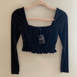 Forever 21 ruched long sleeve crop
